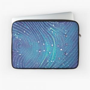 A stunning laptop case with blue swirls and tiny lights. Zippered and lined for protection and comfort.