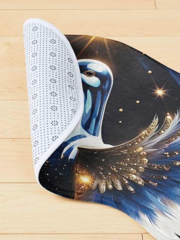 Give your cat a soft and stylish cat mat with a glittery dove. This cat mat is easy to clean, has a non-slip backing, and can be ordered online from Redbubble.