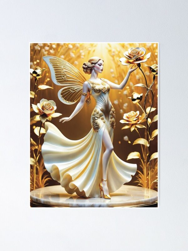 Add some elegance and grace to your walls with this stunning poster of a winged art deco figurine dancing. Whether you’re a fan of art deco, dance, or mythology, this poster will make a perfect addition to your home or office.