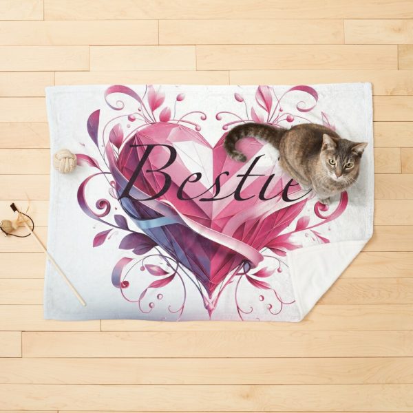 Your furry bestie will love this soft blanket with a pink heart. It’s perfect for snuggling on Galentine’s Day.